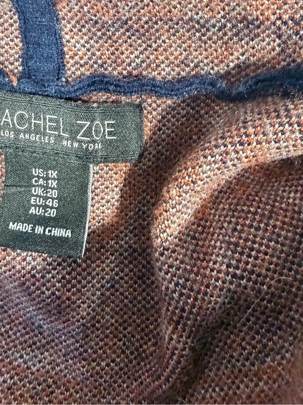 Rachel Zoe Navy & Rust Knit Cardigan 1X